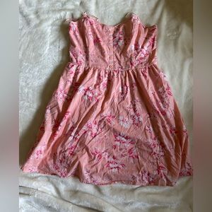 LC Lauren Conrad Pink Floral Midi Dress